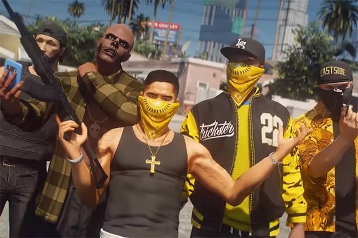Street gang in matching colors